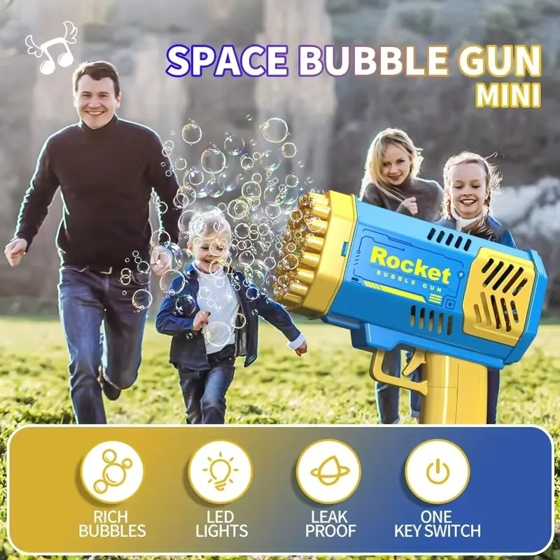 Bubble Handheld Bubble Machine - 40-Hole LED Bubble Gun Set for Kids & Adults