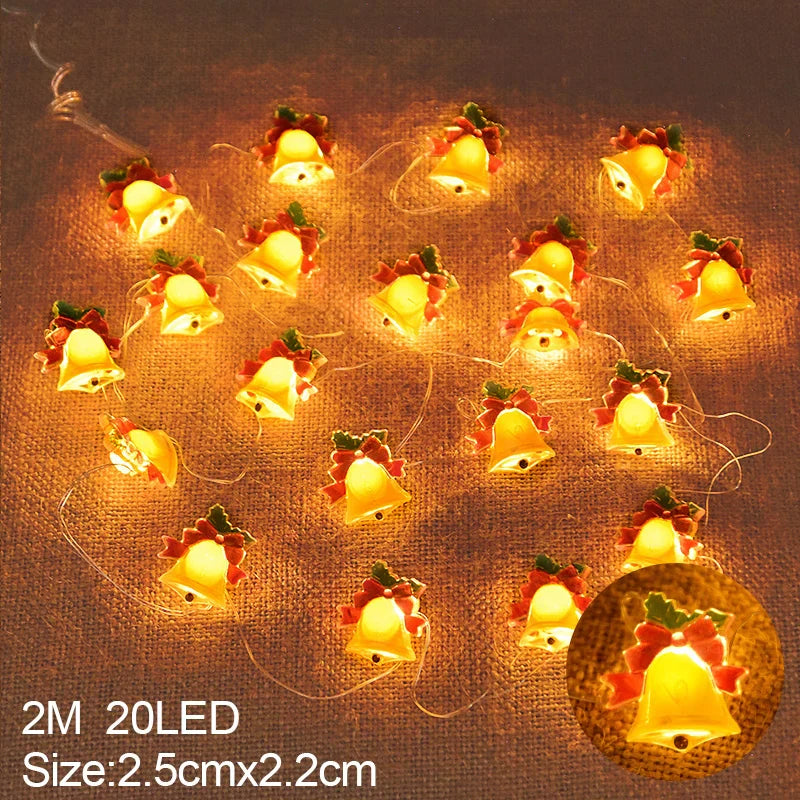 LED String Lights Christmas | 2 m | 20 LEDs with Santa & Snowflakes | Battery Operated | Nordivelle