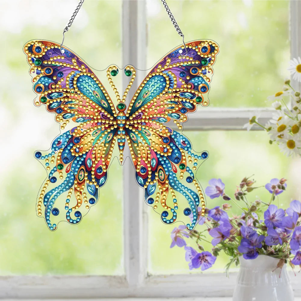 Butterfly Pendant | 5D DIY Diamond Painting | Double-Sided Acrylic | Sparkling Window Decoration