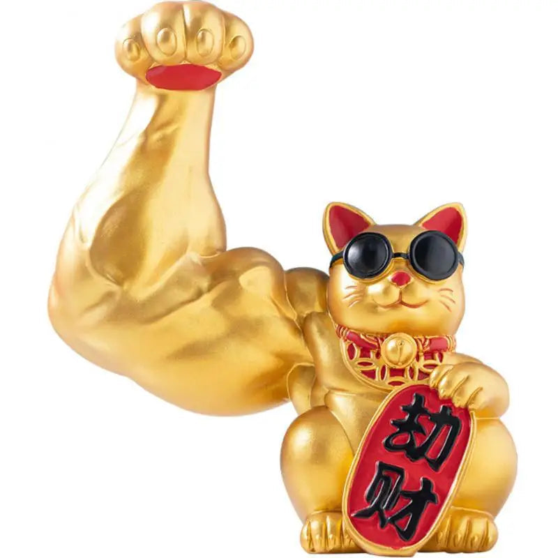 Large hand, happy wealth, waving cat, gold-colored waving hand cat, home decoration, welcoming waving cat, sculpture, statue, decor, car ornament, shop gift