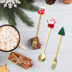 GoldParty Christmas Cutlery Set – Luxury Gold Spoon and Fork with Santa Claus Design