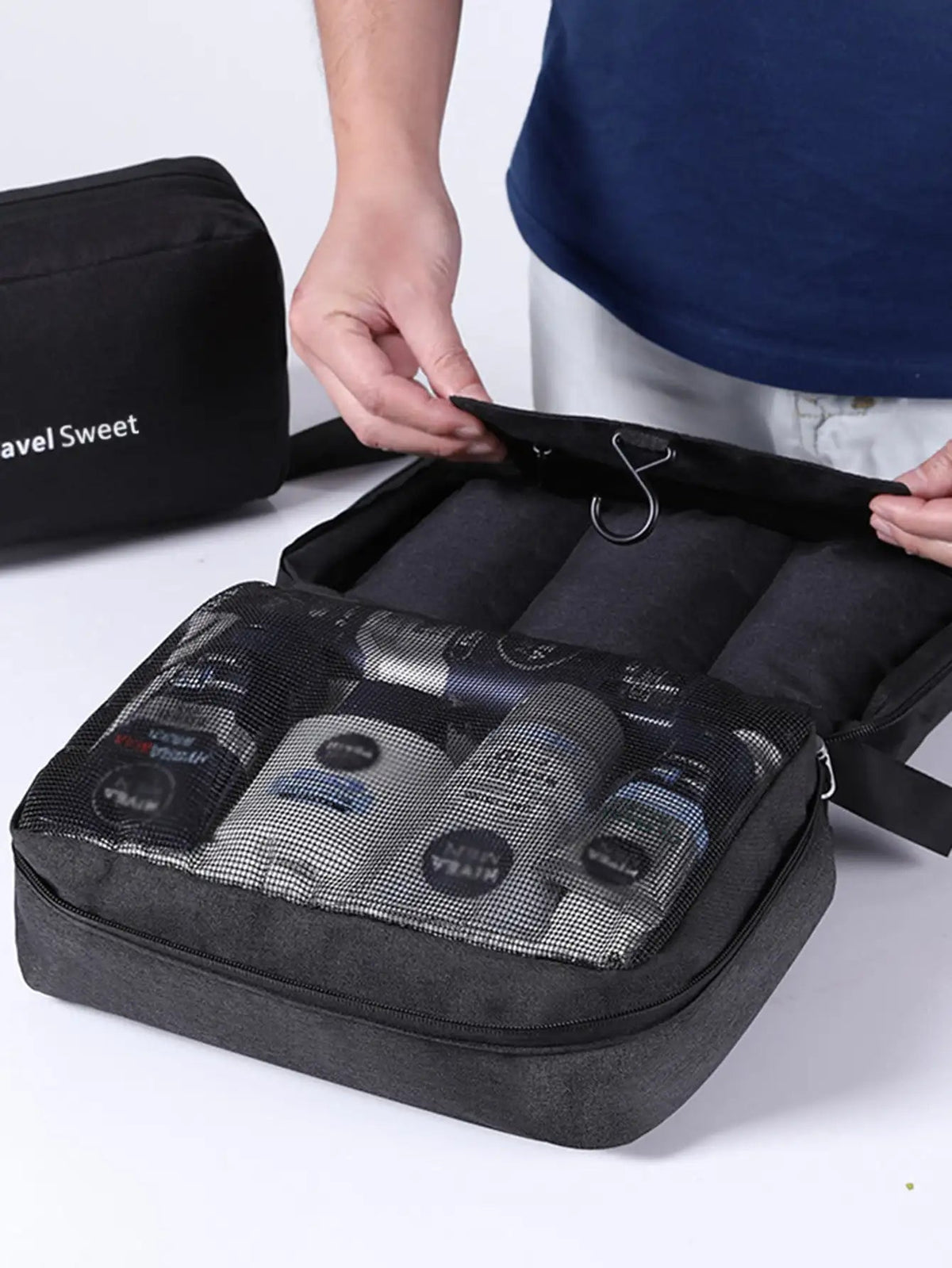 Foldable Travel Toiletry Bag DryNexa TravelCube | Multilayer Design with Wet-Dry Separation | Space-Saving & Waterproof