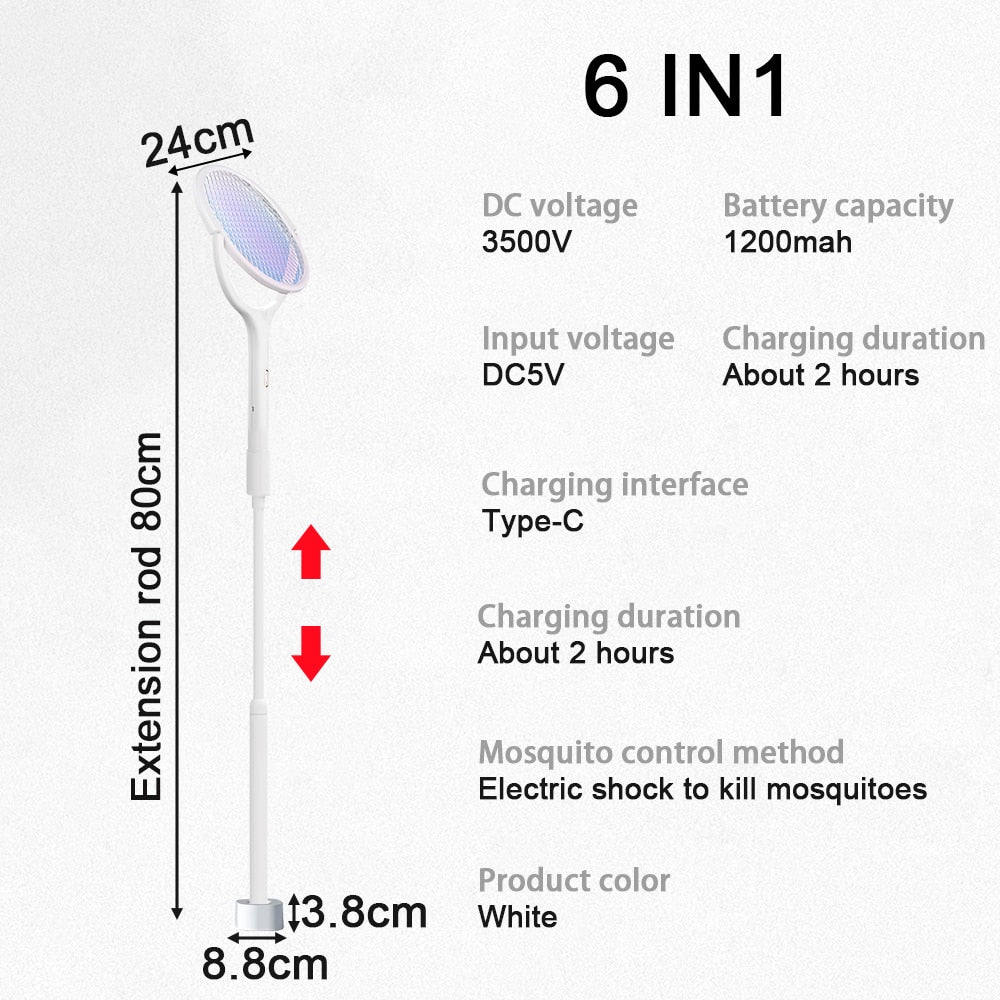 6in1 Rotatable Electric Mosquito Zapper