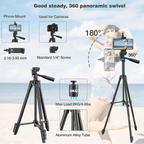 Universal Lightweight Tripod Stand with Bluetooth Remote for Smartphones and DSLRs