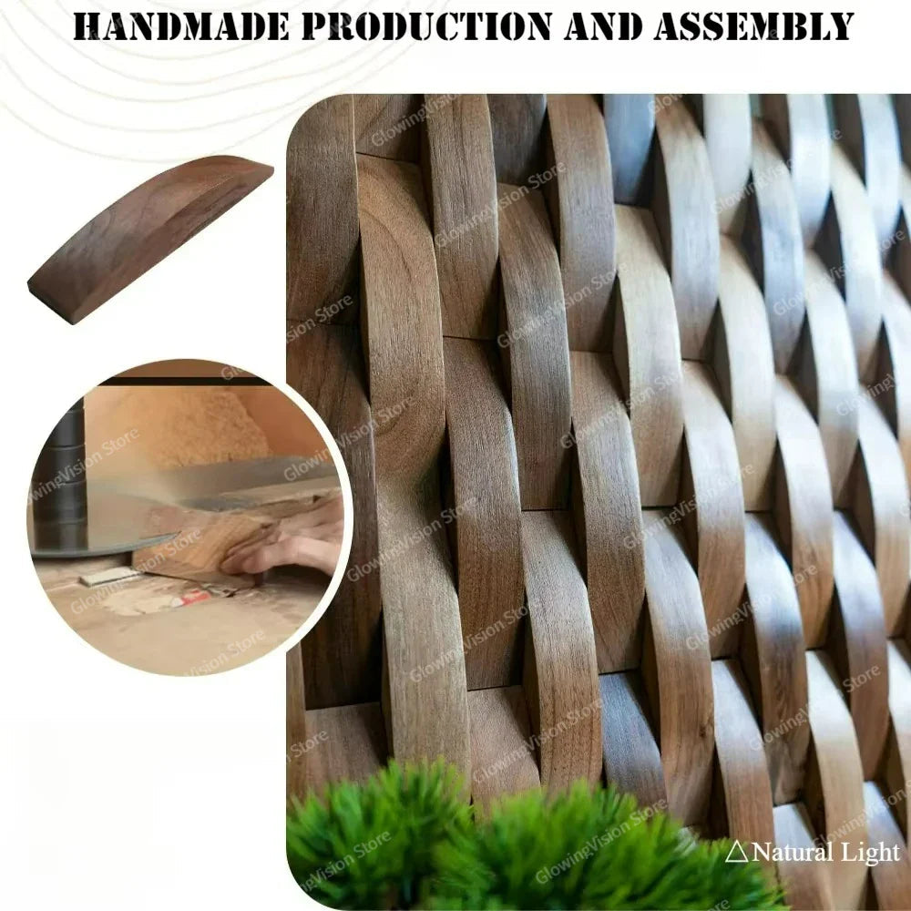3D Mosaic Wall Panel Solid Wood Acoustic Decor