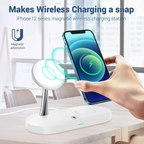 Magnetic 3 in 1 Wireless Charging Station - Fast Charger for iPhone, Apple Watch & AirPods