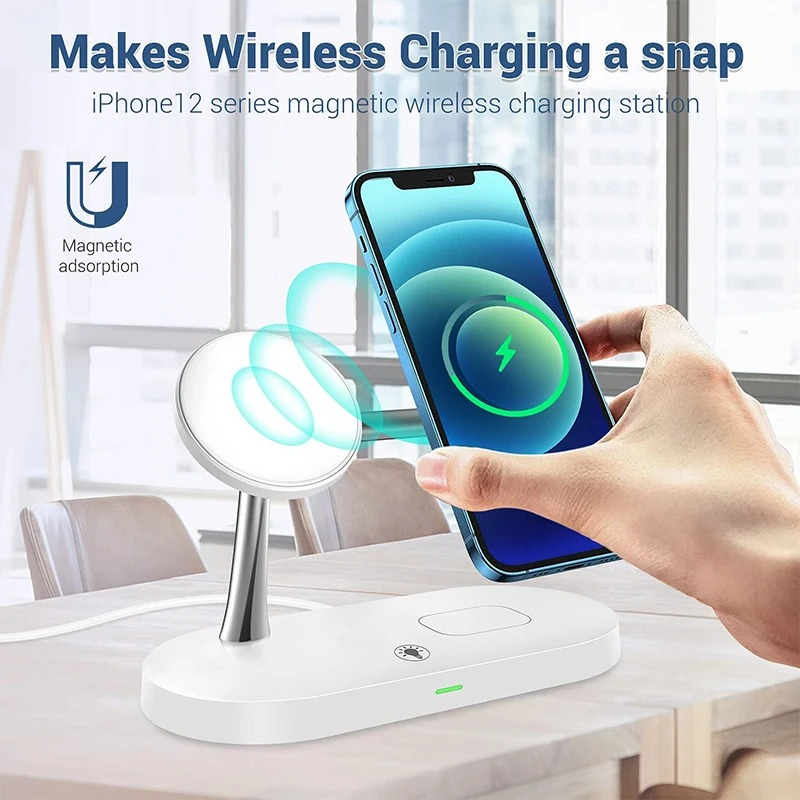 Magnetic 3 in 1 Wireless Charging Station - Fast Charger for iPhone, Apple Watch & AirPods