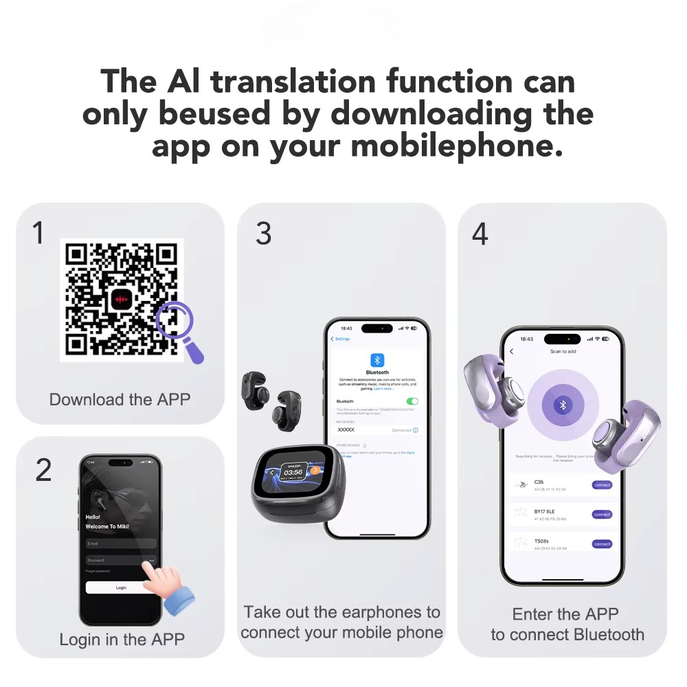 XF28 Open-Ear True Wireless Translation Earbuds with ASMR Features