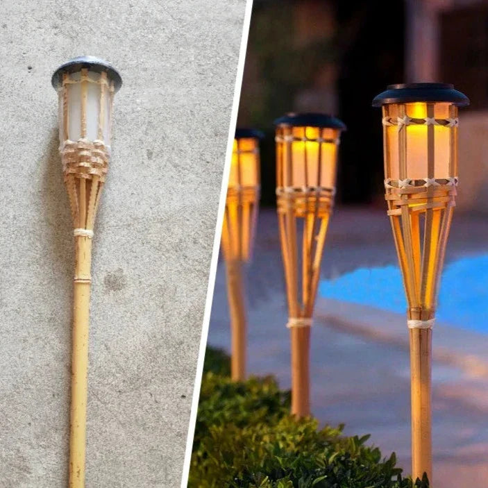 Solar Torch 5-piece Set | Flame Look LED Garden Lights | Solar Powered | Decorative Light for Outdoor