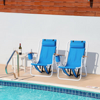 2-Pack Foldable High-Strength Beach Chairs with Adjustable Headrest – Blue