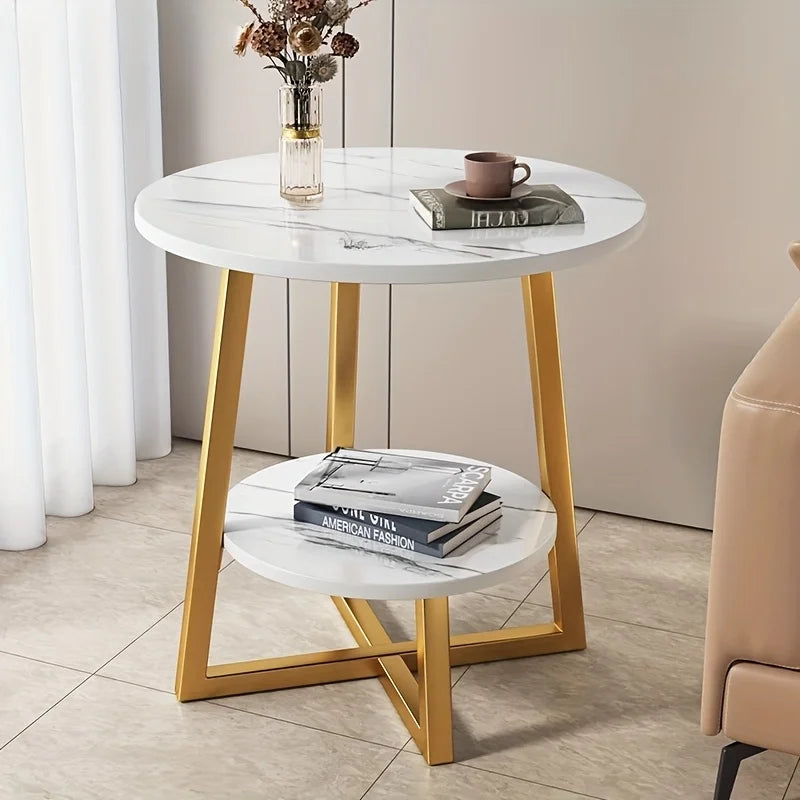 Two-Tier Side Table with Compact Space-Saving Design