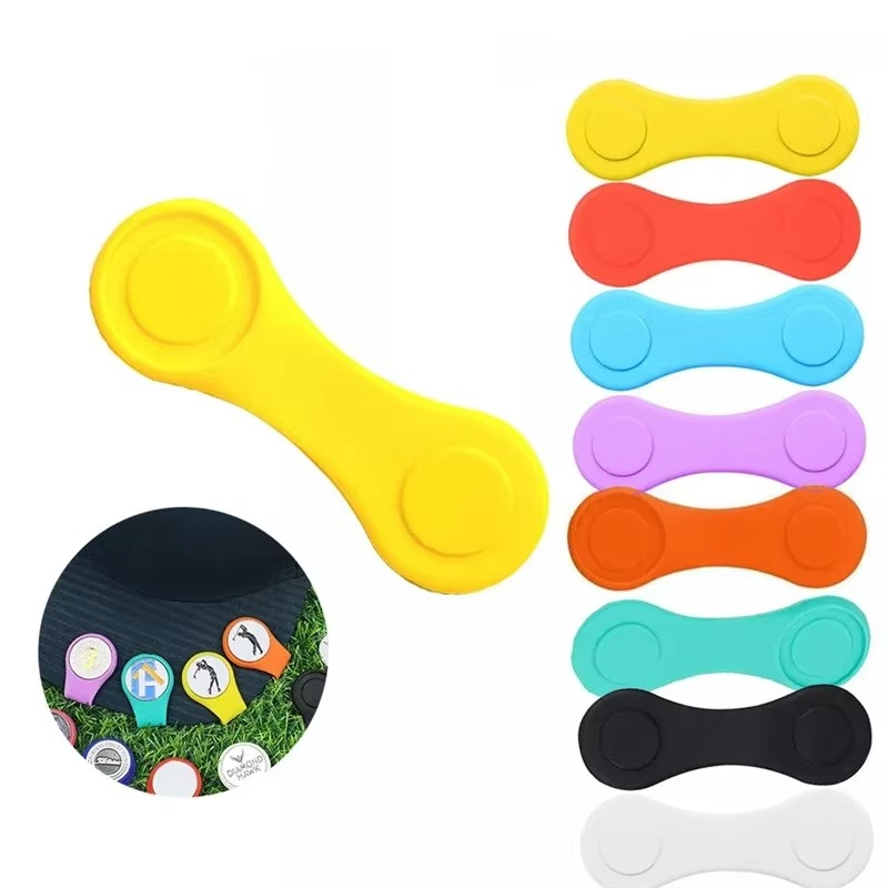 Magnetic Silicone Folding Golf Ball Marker Holder with Hat Clip
