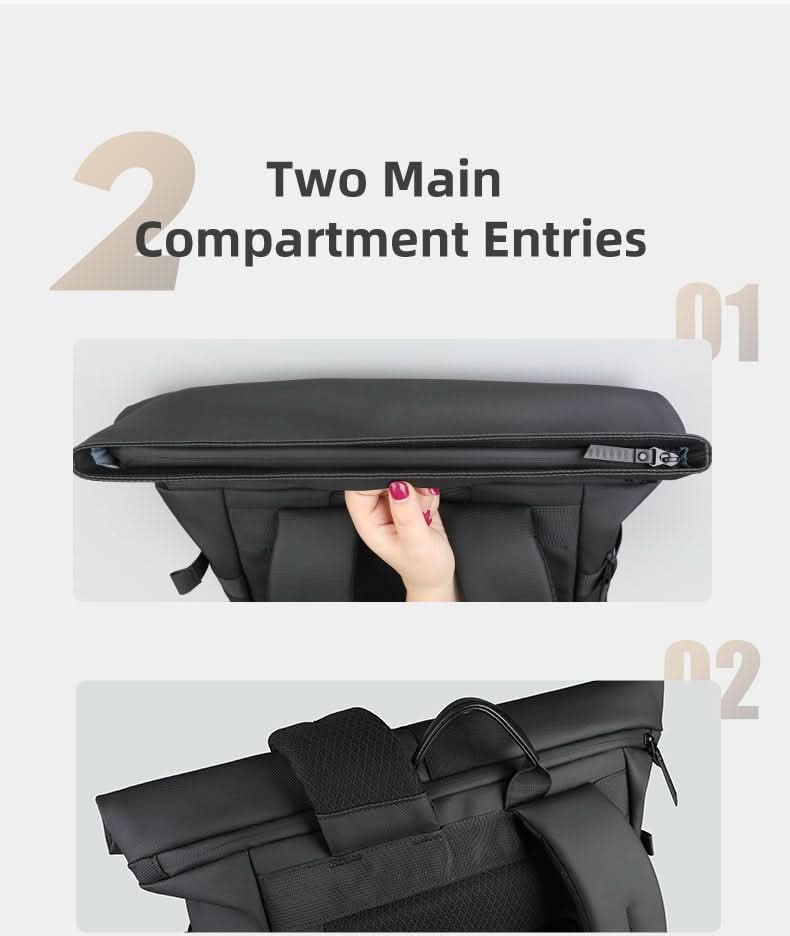 Expandable outdoor backpack with large volume & laptop compartment
