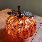 Aurelia Glow Glass Pumpkin Decoration | Starry Sky Design | LED & Timer Function | Autumn & Halloween