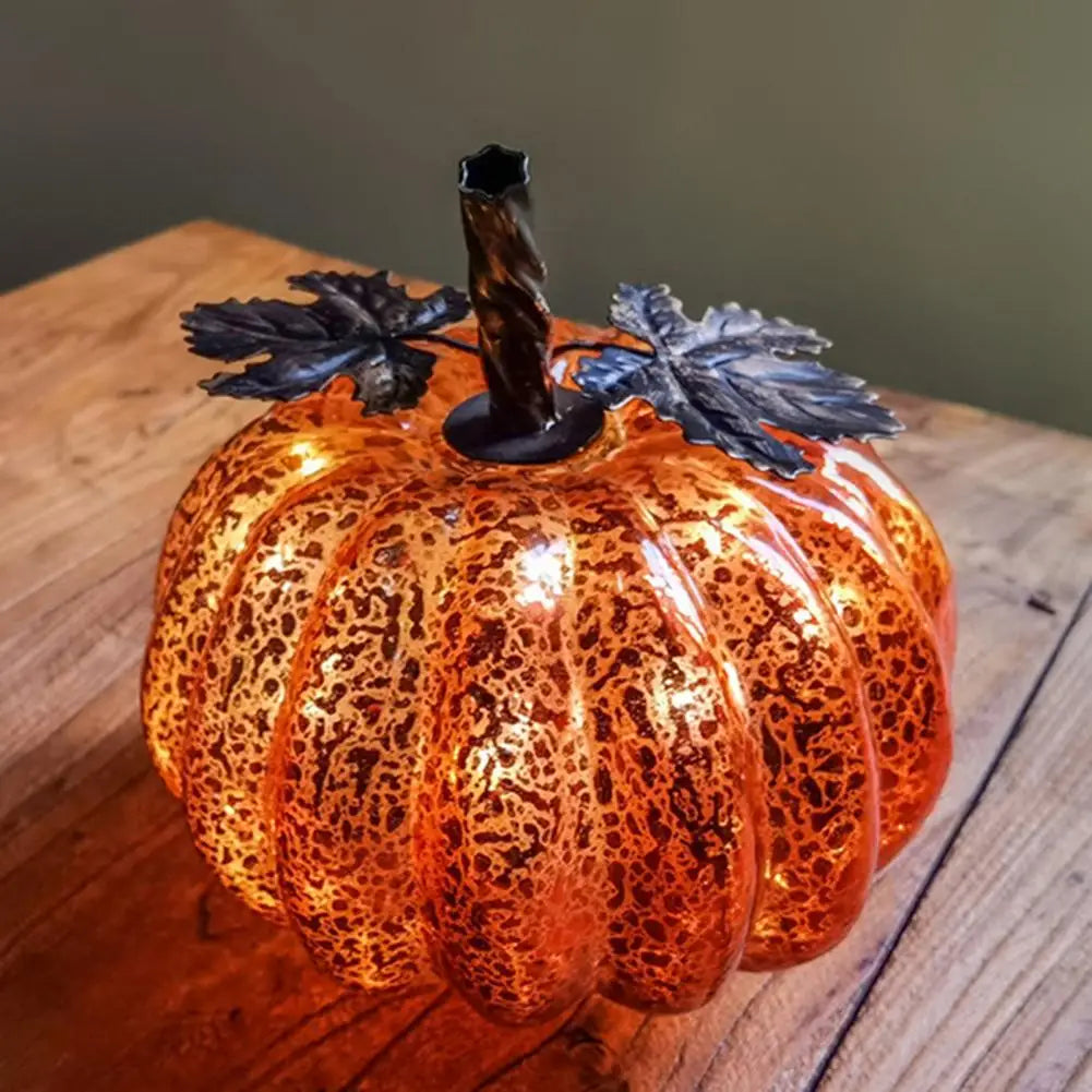 Aurelia Glow Glass Pumpkin Decoration | Starry Sky Design | LED & Timer Function | Autumn & Halloween