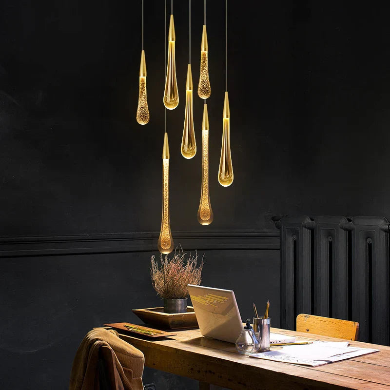 Crystal LED Pendant Lights: Perfect for Bedroom, Dining Room, Bar - Water Drop Chandelier, Stair Lamp for Interior Decoration