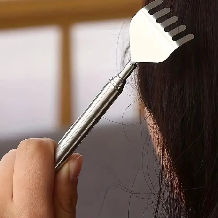 Deluxe Silver Telescopic Back Scratcher, Extendable and Portable Relief Tool