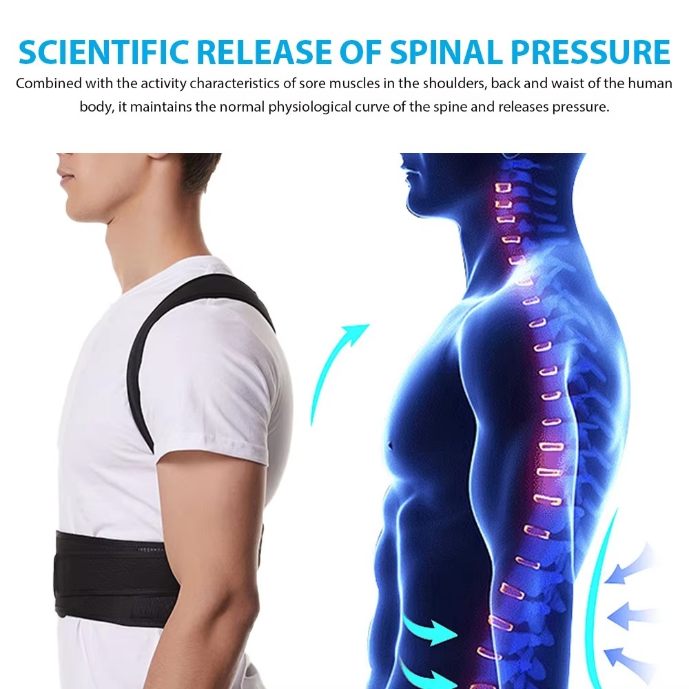Adjustable Back Brace Posture Corrector for Men and Women, Lumbar and Shoulder Support for Better Alignment