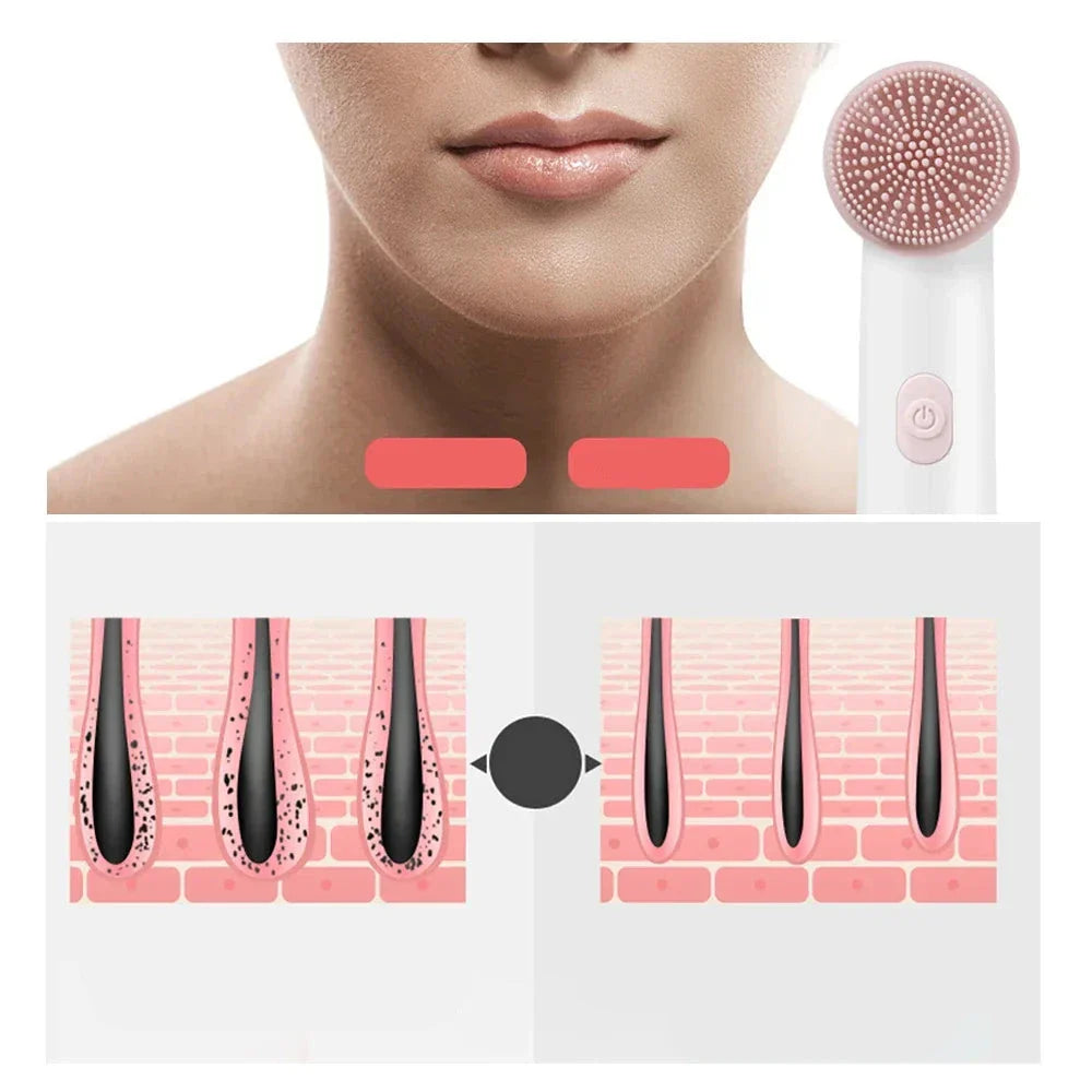Skinvora 2-in-1 Facial Cleansing Device Silicone | Deep Cleansing & Massage | Waterproof & Skin-Friendly | 15.8 × 4.7 × 2.7 cm
