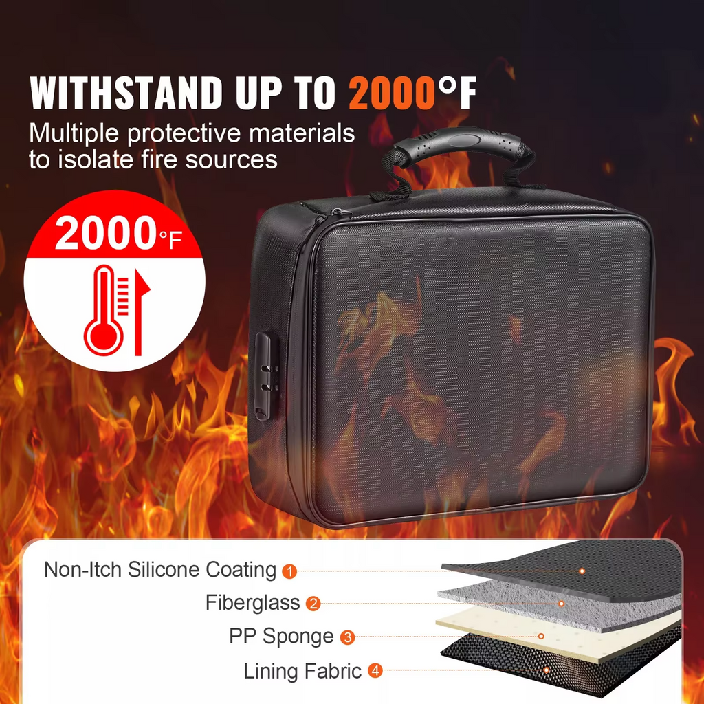 Fireproof and Waterproof Document Organizer Bag – Portable Protective Storage for Travel and Home Security