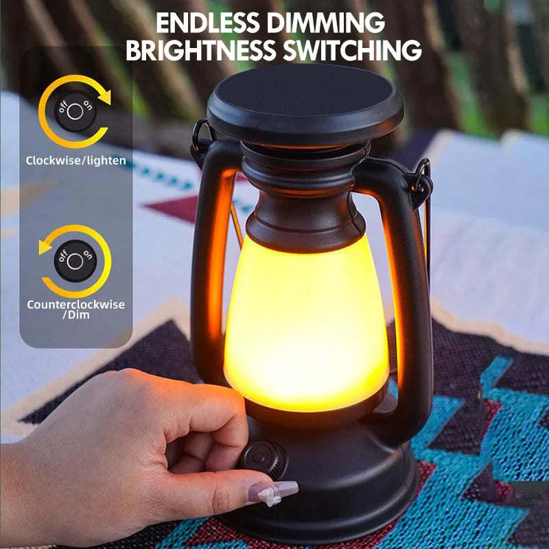 Nostalux Retro Lantern | LED Table Lamp with Remote Control | Rechargeable & Decorative | For Home, Camping & Bar