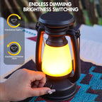 Nostalux Retro Lantern | LED Table Lamp with Remote Control | Rechargeable & Decorative | For Home, Camping & Bar
