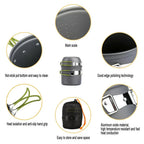 Campurgo Cooking Set | Compact & Heat Resistant | For Outdoor & Camping | Including Lid & Bag