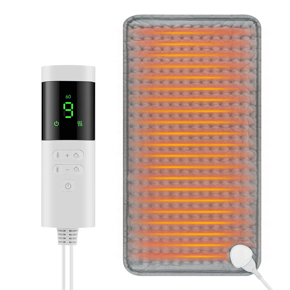 ThermaEase Electric Heating Pad | 9 Temperature Levels & 4 Timer Modes | 30×60 cm | Washable & Quick Heating | For Back, Stomach & Legs
