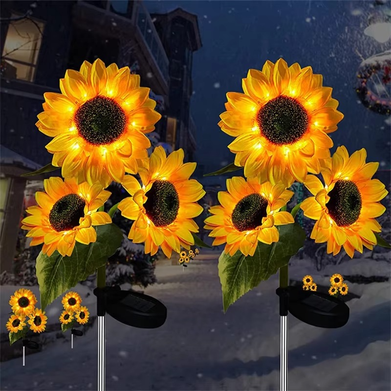 Solar-Powered LED Sunflower Lights for Gardens and Yards