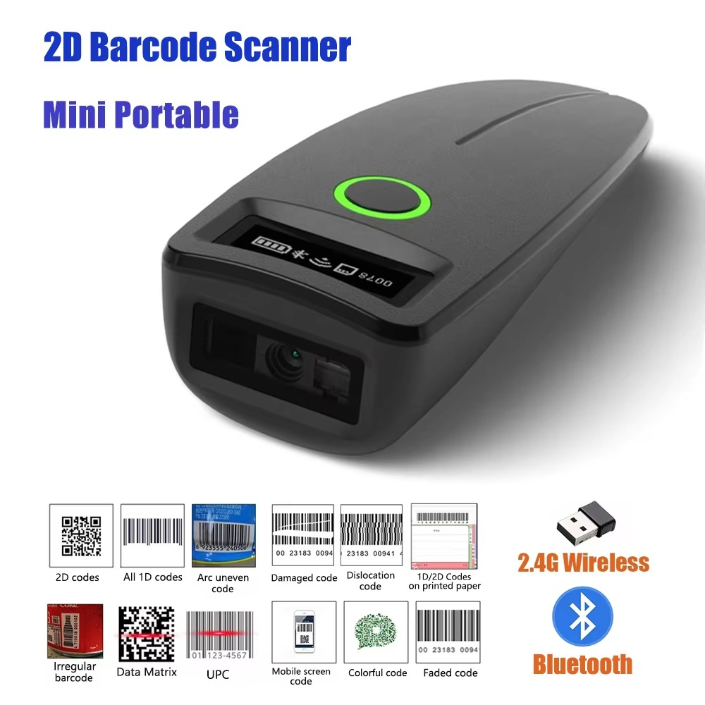 Portable Barcode Scanner With OLED Display And Vibration Feedback