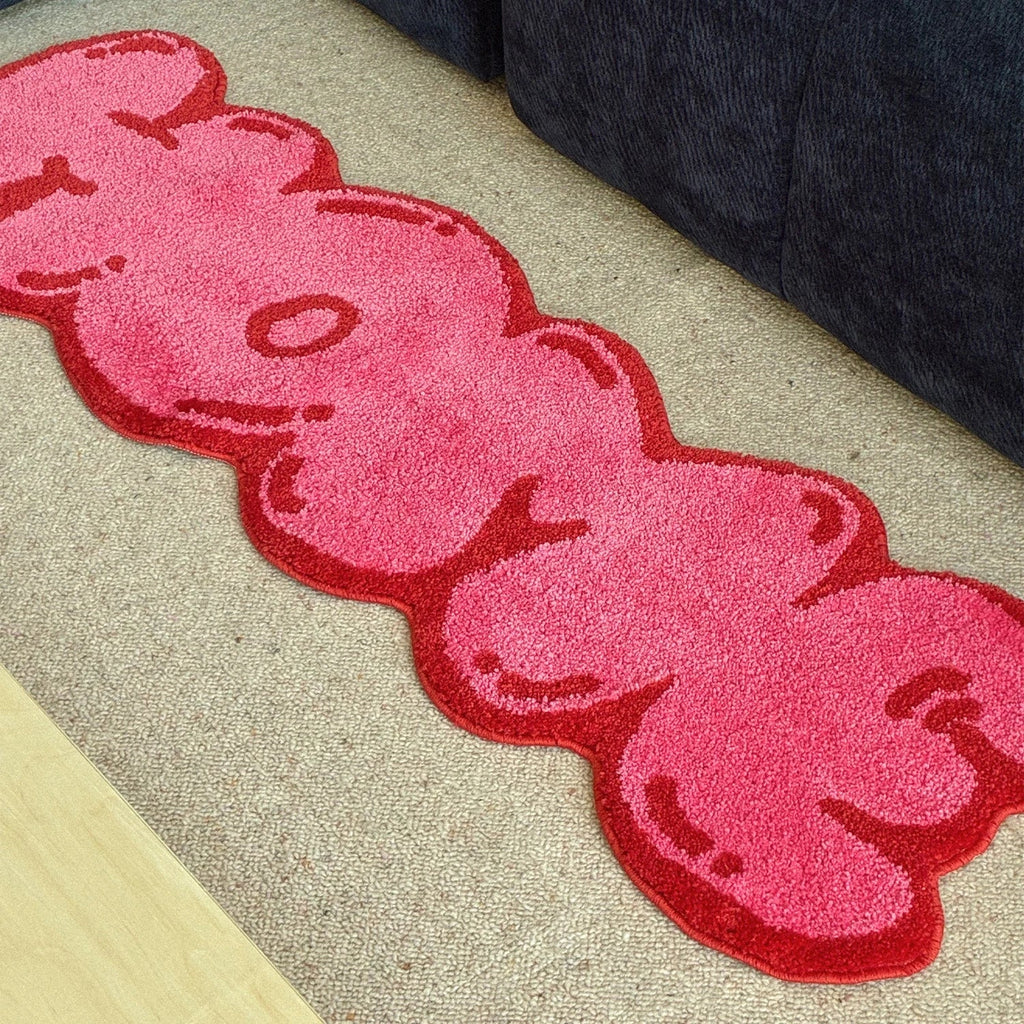 Pink Tufted "HOME" Balloon Font Rug
