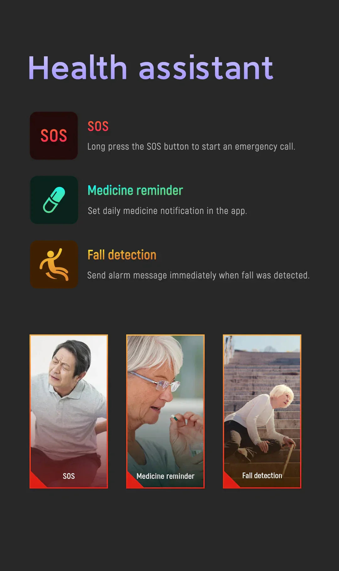 Senior Safety Watch with fall detection and GPS – Smart Care Smartwatch