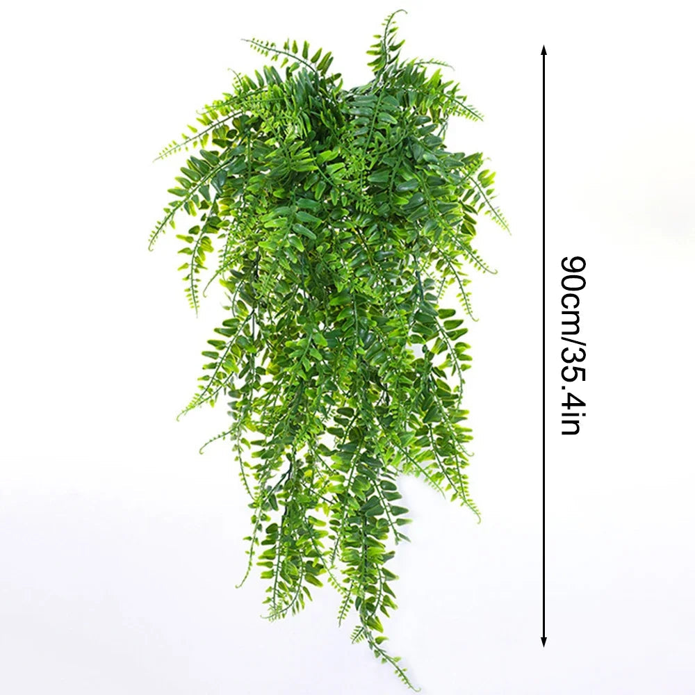 Evergriva Hanging Plant Artificial | 90 cm Boston Fern Look | Easy Care & UV Resistant | For Indoor & Outdoor