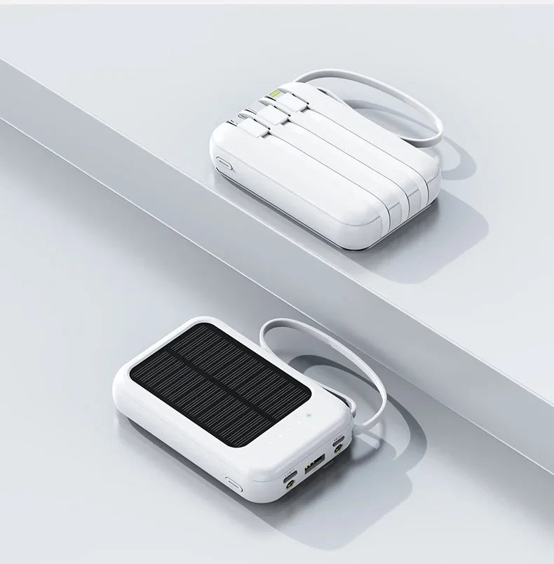 PowerVolt Max 20K | Solar-powered power bank | 4 charging cables integrated | LED flashlight