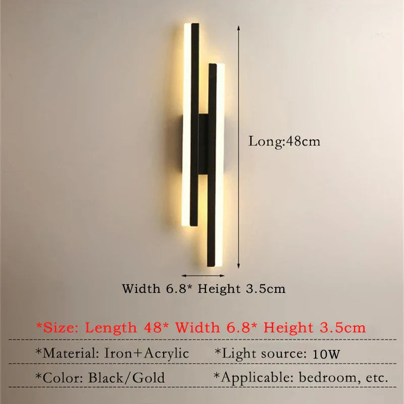 Modern LED Wall Lamp: Black/Gold Acrylic Room Decoration Light