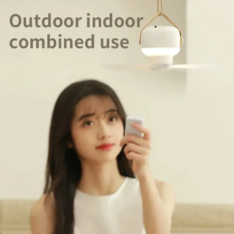 CampiBreeze Mobile Ceiling Fan | 3600/7200 mAh Battery | LED & Remote Control | Quiet & Hangable