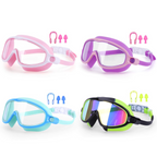 2-Pack HD Swimming Goggles with Earplugs, Wide-View Waterproof Dive Mask