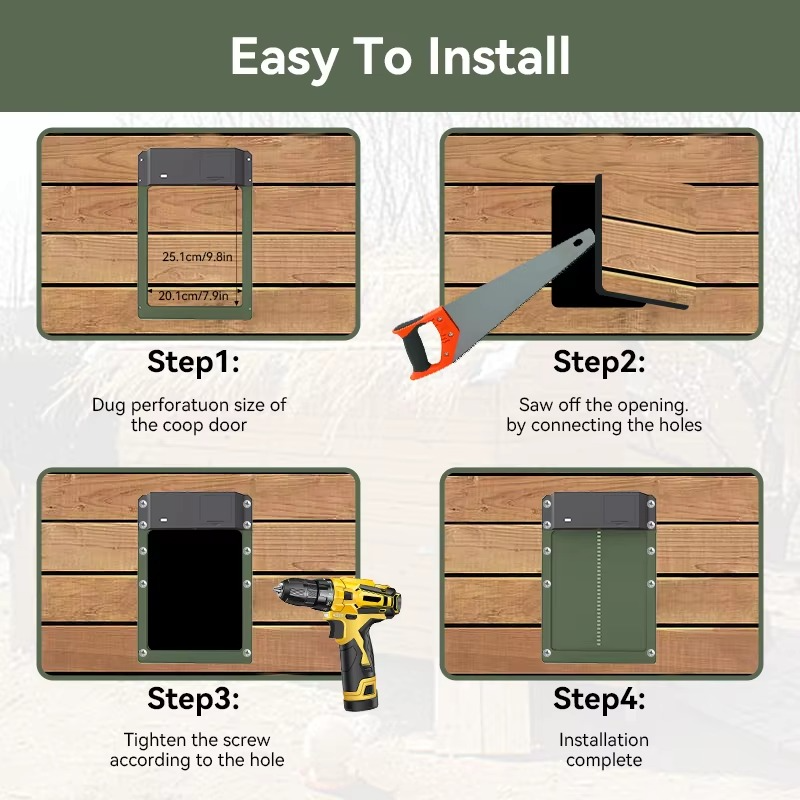 Smart Automatic Chicken Coop Door Opener with Light Sensor and Waterproof Design