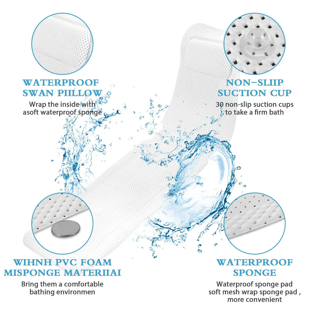 HydroComfort Non-Slip Bathtub Mat with Pillow