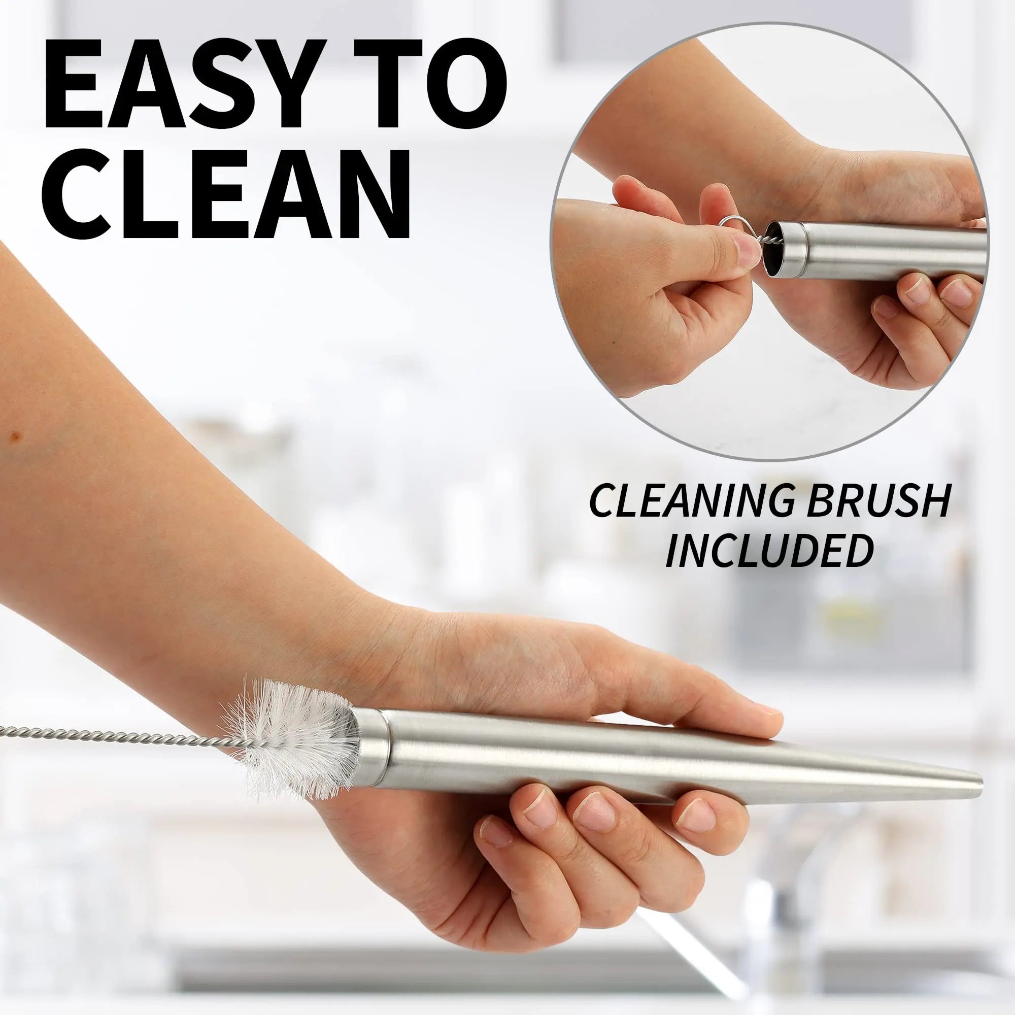 Flavora Marinade Injector | With 2 Needles & Cleaning Brush | For Liquid & Thick Marinades | Stainless Steel & Silicone