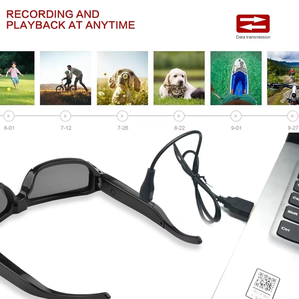 1080P HD Wearable Sunglasses Camera with Video Recorder for Outdoor Surveillance