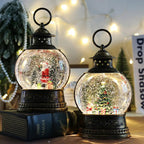 Lunavera Christmas Snow Globe Lantern | Music Box with LED Light & Glitter | Vintage Gold Design | USB & Battery Operated | 21–26 cm