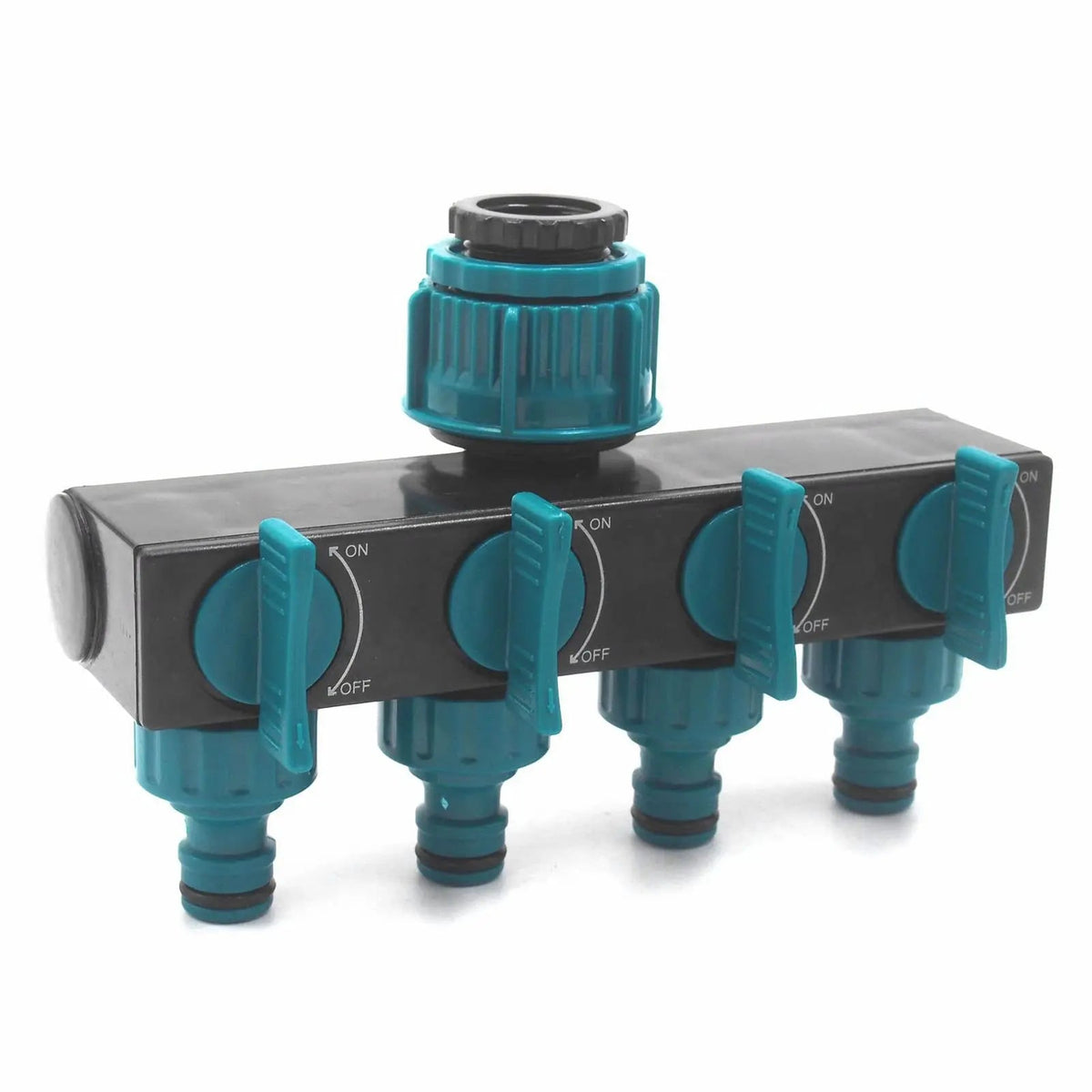 AquaSplit 4-Way Distributor | For ½", ¾", 1" Threads | Robust Design | Green-Black