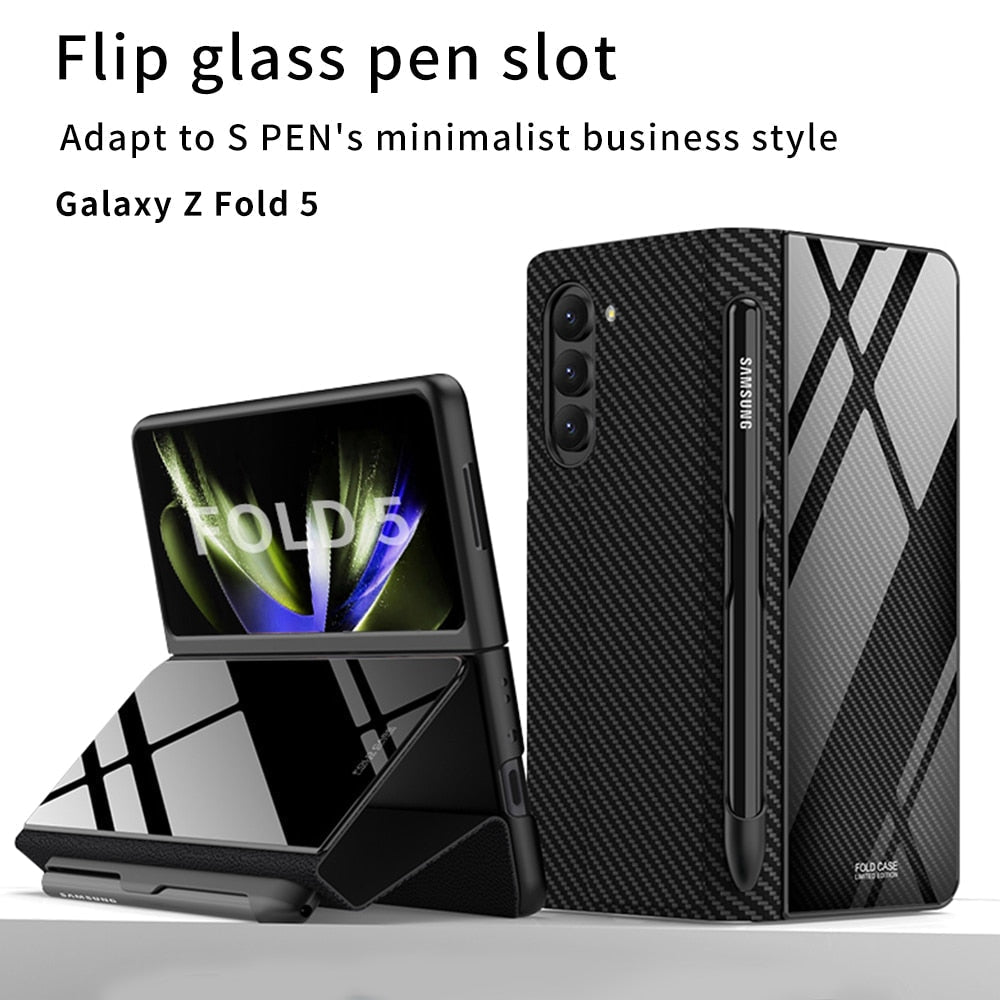 Shockproof Armor Case Glass Cover Stand Insert Card Leather Case for Samsung Galaxy Z Fold 5/4