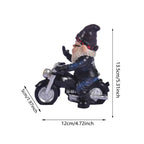 Gnome on Motorcycle Resin Figure for Garden