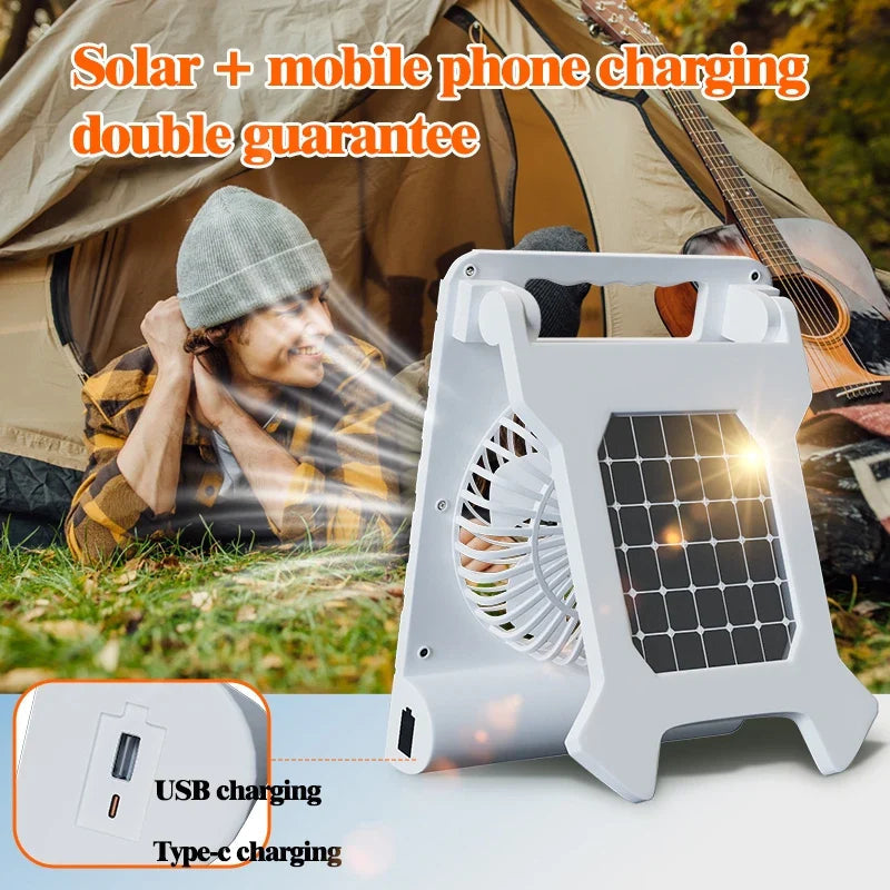Solar Camping Fan | Foldable Solar Panel | Power Bank & LED Light | Ultra-Lightweight Brand Name: VenturioX