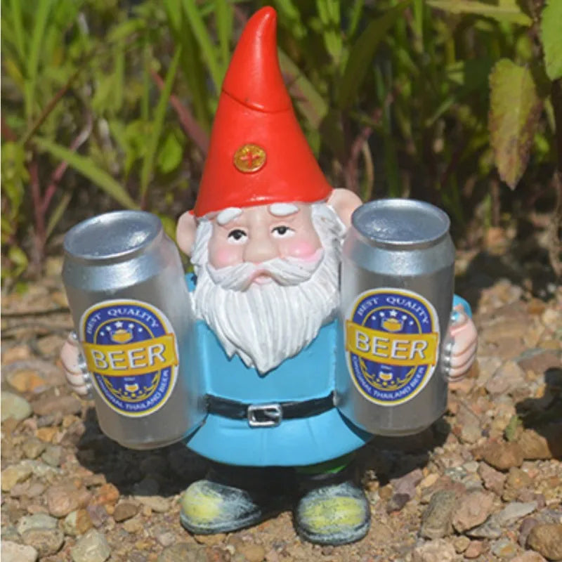 Drunken Gnome with Beer Funny Figurine for Garden and Home Decoration