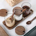Modern set of glass containers with a natural design and practical application
