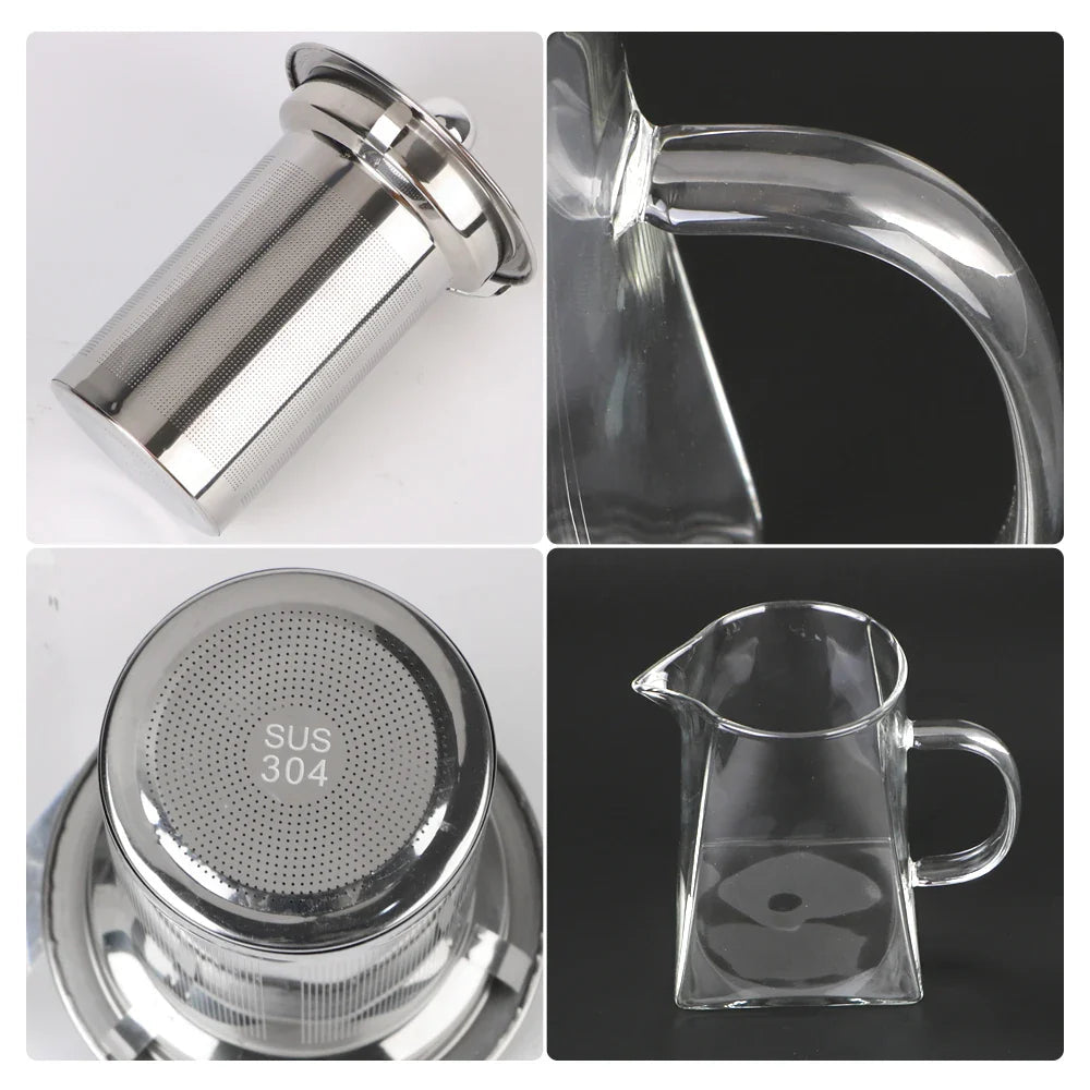 Teavora Glass Teapot with Stainless Steel Infuser | Heat Resistant & Dishwasher Safe | For Loose Tea & Tea Flowers | 550/750/950 ml