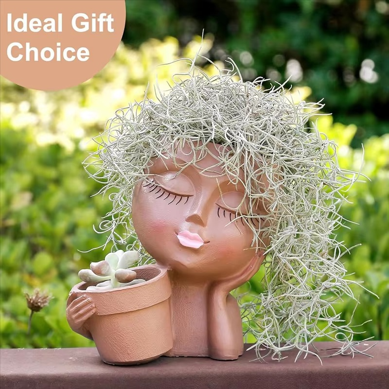 Chic Dual Face Head Planters for Indoor and Outdoor Use